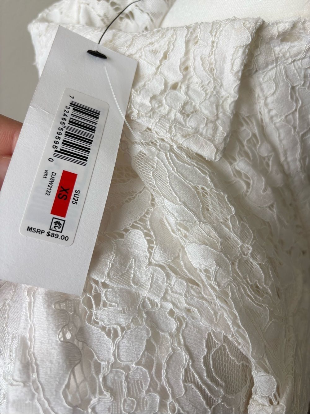 DKNY White Lace Button-Down Shirt Size XS NWT - Picture 7 of 8